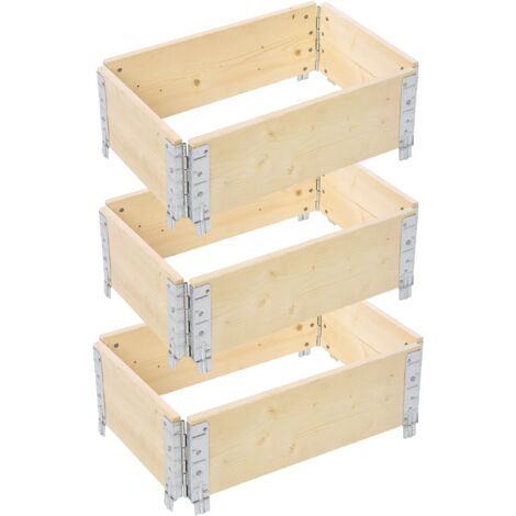 Garronda naturbelassene Hochbeete für Garten Palettenrahmen Hochbeet Holz steckbar stapelbar faltbar für Pflanzen Blumen Kräuter Obst und Gemüse Natural 3 Stück 60x40x20 cm GD-0141