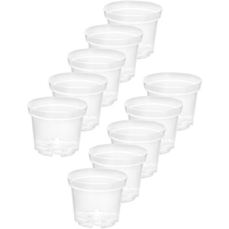 Garronda Blumentopf Orchideentopf Transparent runder Übertöpfe für Zimmerpflanzen Pflanzentopf Pflanztöpfe Kunststoff in verschiedenen Größen GD-0024 (10 Stück Transparent, ⌀ 21cm H 16cm)