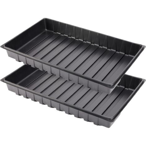 Garronda Anzucht Schale Pflanzschale Gewächshaus Anzuchtplatte Anzuchtschale Keimschale, Ideal für Pflanzen, Anzuchten, Garten GD-0065 (53x32 cm Schwarz 2 Stück)