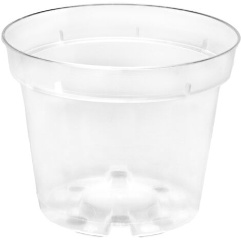 Garronda Blumentopf Orchideentopf Transparent runder Übertöpfe für Zimmerpflanzen Pflanzentopf Pflanztöpfe Kunststoff in verschiedenen Größen GD-0024 (Transparent, ⌀ 19cm H 15cm)