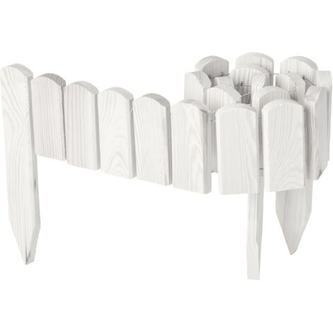 Garronda Beeteinfassung Holz Rollzaun Holzzaun 10 cm x 100 cm imprägniert Flexibler Rollborder Rasenkante Palisade Gartenzaun Umzäunung für Garten GD-0148, Weiß