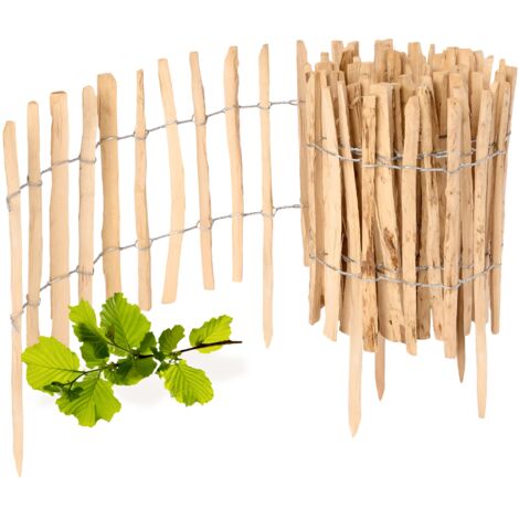 Garronda Gartenzaun zum Stecken aus Haselnüsse Zaun Garten Staketenzaun Beeteinfassung Holz Steckzaun Hochwertiger Gartenzaun für Ihren Garten GD-0156 (1 Stück, 35 cm x 500 cm)
