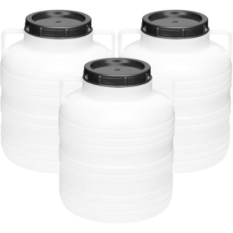 Garronda Set 3x 20 Liter Weithalsfass BPA-frei Futtertonne Fass Universalfass Lebensmittel Fass Regenfass für Garten Regentonne mit Deckel Regenwassertonne für Garten Wassertonne GD-0126, Weiß