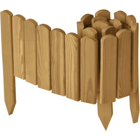 Garronda Beeteinfassung Holz Rollzaun Holzzaun 20 cm x 100 cm imprägniert Flexibler Rollborder Rasenkante Palisade Gartenzaun Umzäunung für Garten GD-0148, Hellbraun
