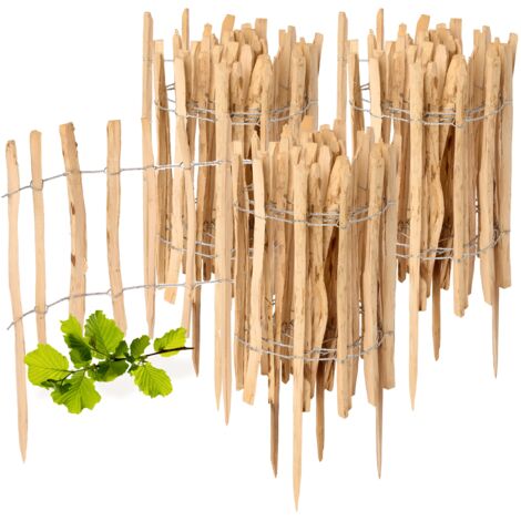Garronda Gartenzaun zum Stecken aus Haselnüsse Zaun Garten Staketenzaun Beeteinfassung Holz Steckzaun Hochwertiger Gartenzaun für Ihren Garten GD-0156 (3 Stück, 60 cm x 500 cm)