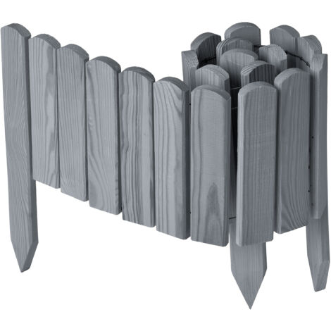 Garronda Beeteinfassung Holz Rollzaun Holzzaun 20 cm x 100 cm imprägniert Flexibler Rollborder Rasenkante Palisade Gartenzaun Umzäunung für Garten GD-0148, Grau
