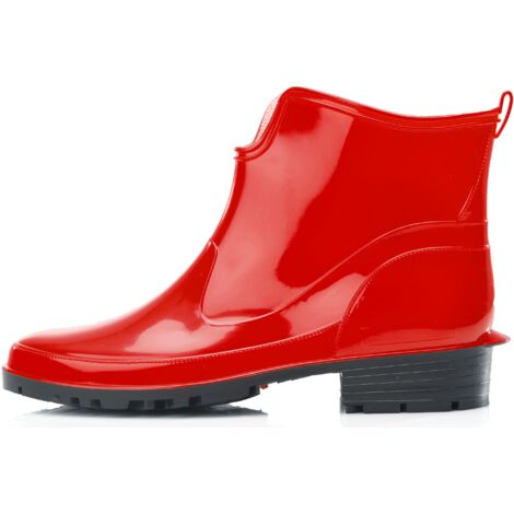 Ladeheid Gummistiefel Damen Kurz Wasserdicht Damenschuhe Elegant und Bequem LA-930 (Rot, 38 EU)