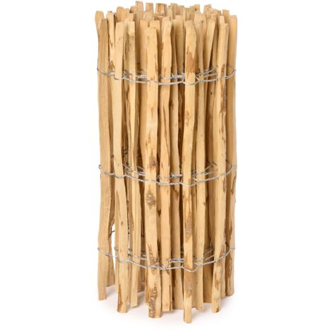Garronda Gartenzaun zum Stecken aus Haselnüsse Zaun Garten Staketenzaun Beeteinfassung Holz Steckzaun Hochwertiger Gartenzaun für Ihren Garten GD-0079 (Lattenabstand: 7-8 cm, 80 cm x 500 cm)