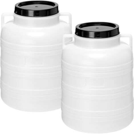Garronda Set 2x 40 Liter Weithalsfass BPA-frei Futtertonne Fass Universalfass Lebensmittel Fass Regenfass für Garten Regentonne mit Deckel Regenwassertonne für Garten Wassertonne GD-0127, Weiß