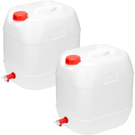 Garronda Wasserkanister mit Hahn BPA-frei Wasserkanister Camping Kanister mit Zapfhahn Kanister 20L Wassertank Camping Zubehör Outdoor 20L 2er Pack Weiß GD-0083