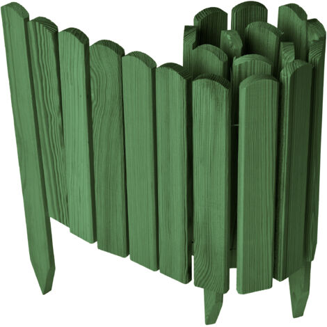Garronda Beeteinfassung Holz Rollzaun Holzzaun 30 cm x 100 cm imprägniert Flexibler Rollborder Rasenkante Palisade Gartenzaun Umzäunung für Garten GD-0148, Dunkelgrün