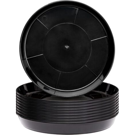 Garronda Blumentopf Untersetzer GD-0026 (10 Stück Schwarz, ⌀ 13cm H 2cm)