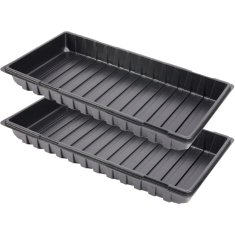 Garronda Anzucht Schale Pflanzschale Gewächshaus Anzuchtplatte Anzuchtschale Keimschale, Ideal für Pflanzen, Anzuchten, Garten GD-0065 (60x30 cm Schwarz 2 Stück)
