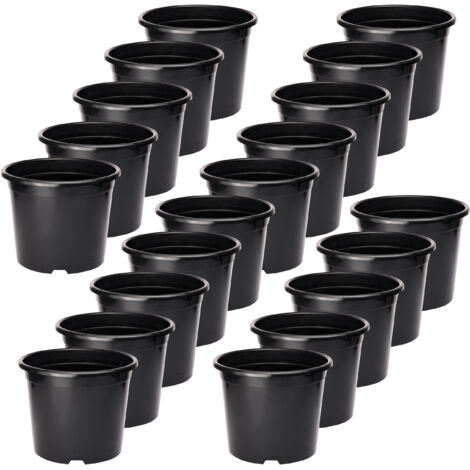 Garronda Blumentopf Kunststoff Pflanztopf rund Kräutertopf Anzuchttöpfe Blumentopf Schwarz für Innen und Aussen 31cm GD-0025 (20 Stück Schwarz, ⌀ 31 cm H 24 cm)