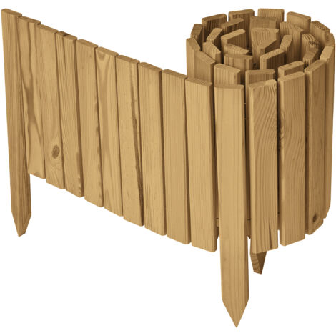 Garronda Beeteinfassung Holz Rollzaun Holzzaun 30 cm x 200 cm imprägniert Flexibler Rollborder Rasenkante Palisade Gartenzaun Umzäunung für Garten GD-0149, Hellbraun