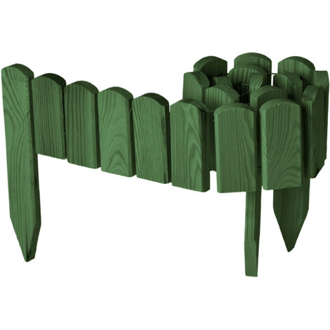 Garronda Beeteinfassung Holz Rollzaun Holzzaun 10 cm x 100 cm imprägniert Flexibler Rollborder Rasenkante Palisade Gartenzaun Umzäunung für Garten GD-0148, Dunkelgrün