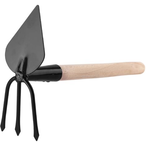 Garronda Unkrauthacke gespitzt mit Harke Gartenhacke klein Handhacke mit Rechen Doppelhacke Handhacke Hacke mit Zwei Köpfen GD-0007 (Unkrauthacke: Schwarz, Herzform)