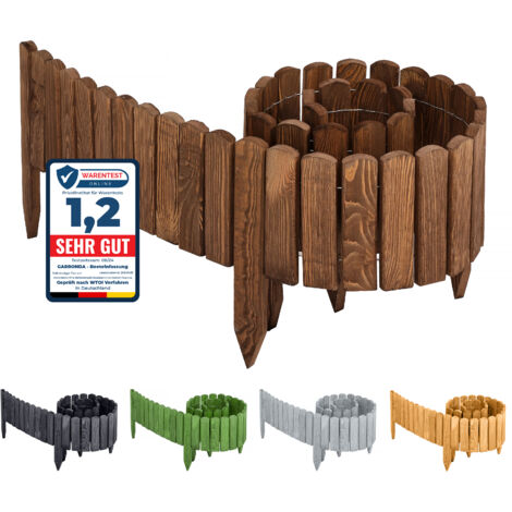 Garronda Beeteinfassung Holz Rollzaun Holzzaun 200 x 8 cm imprägniert Flexibler Rollborder Rasenkante Palisade Gartenzaun Umzäunung für Garten GD-0046 (Dunkelbraun, Höhe: 8 cm)
