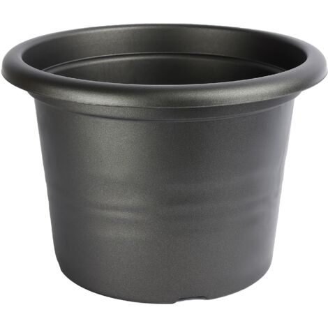 Garronda Blumentopf rund aus Kunststoff Pflanzentopf für Blumen und andere Pflanzen Blumentöpfe Plastik GD-0022 (Graphite, ⌀ 17cm H 12cm)