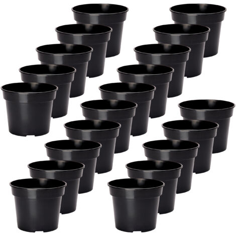 Garronda Blumentopf Kunststoff Pflanztopf rund Kräutertopf Anzuchttöpfe Blumentopf Schwarz für Innen und Aussen 12cm GD-0025 (20 Stück - Schwarz, ⌀ 12cm H=24cm)