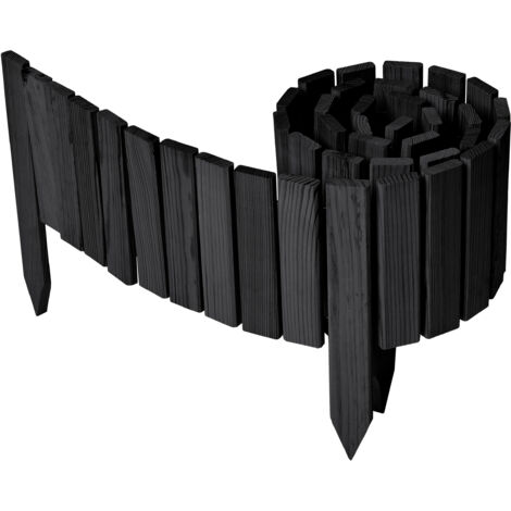 Garronda Beeteinfassung Holz Rollzaun Holzzaun 20 cm x 200 cm imprägniert Flexibler Rollborder Rasenkante Palisade Gartenzaun Umzäunung für Garten GD-0149, Graphite