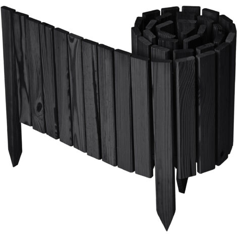 Garronda Beeteinfassung Holz Rollzaun Holzzaun 30 cm x 200 cm imprägniert Flexibler Rollborder Rasenkante Palisade Gartenzaun Umzäunung für Garten GD-0149, Graphite