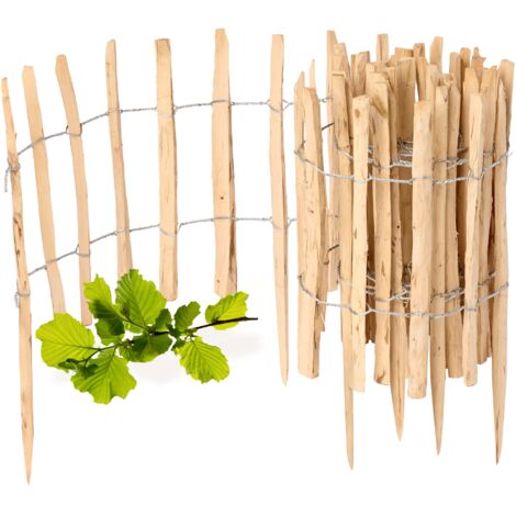 Garronda Gartenzaun zum Stecken aus Haselnüsse Zaun Garten Staketenzaun Beeteinfassung Holz Steckzaun Hochwertiger Gartenzaun für Ihren Garten GD-0156 (1 Stück, 50 cm x 500 cm)