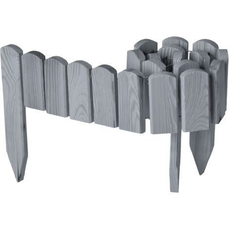 Garronda Beeteinfassung Holz Rollzaun Holzzaun 10 cm x 100 cm imprägniert Flexibler Rollborder Rasenkante Palisade Gartenzaun Umzäunung für Garten GD-0148, Grau