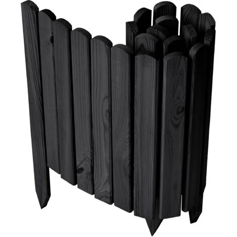 Garronda Beeteinfassung Holz Rollzaun Holzzaun 40 cm x 100 cm imprägniert Flexibler Rollborder Rasenkante Palisade Gartenzaun Umzäunung für Garten GD-0148, Graphite