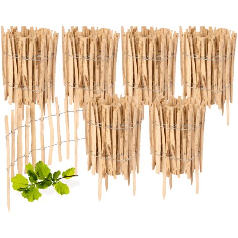 Garronda Gartenzaun zum Stecken aus Haselnüsse Zaun Garten Staketenzaun Beeteinfassung Holz Steckzaun Hochwertiger Gartenzaun für Ihren Garten GD-0156 (6 Stück, 35 cm x 500 cm)