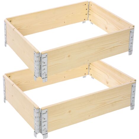 Garronda naturbelassene Hochbeete für Garten Palettenrahmen Hochbeet Holz steckbar stapelbar faltbar für Pflanzen Blumen Kräuter Obst und Gemüse Natural 2 Stück 80x60x20 cm GD-0141