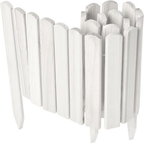 Garronda Beeteinfassung Holz Rollzaun Holzzaun 30 cm x 100 cm imprägniert Flexibler Rollborder Rasenkante Palisade Gartenzaun Umzäunung für Garten GD-0148, Weiß