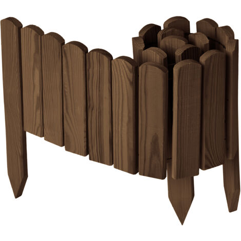 Garronda Beeteinfassung Holz Rollzaun Holzzaun 20 cm x 100 cm imprägniert Flexibler Rollborder Rasenkante Palisade Gartenzaun Umzäunung für Garten GD-0148, Dunkelbraun
