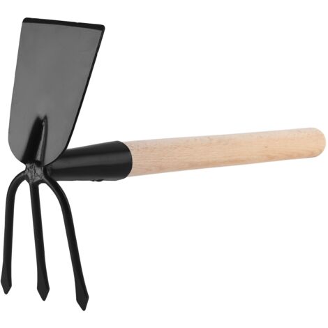 Garronda Unkrauthacke gespitzt mit Harke Gartenhacke klein Handhacke mit Rechen GD-0007 (Unkrauthacke: Schwarz, Rechteckform)