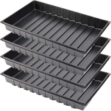 Garronda Anzucht Schale Pflanzschale Gewächshaus Anzuchtplatte Anzuchtschale Keimschale, Ideal für Pflanzen, Anzuchten, Garten GD-0065 (53x32 cm Schwarz 4 Stück)