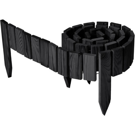Garronda Beeteinfassung Holz Rollzaun Holzzaun 10 cm x 200 cm imprägniert Flexibler Rollborder Rasenkante Palisade Gartenzaun Umzäunung für Garten GD-0149, Graphite