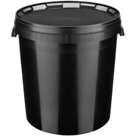 Garronda Eimer mit Deckel 30 L für die Lagerung von Lebensmittel- und Chemischen Produkten 5 Stück Schwarz GD-0104