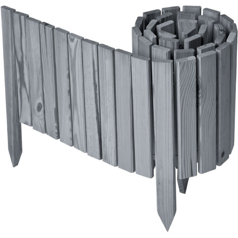 Garronda Beeteinfassung Holz Rollzaun Holzzaun 30 cm x 200 cm imprägniert Flexibler Rollborder Rasenkante Palisade Gartenzaun Umzäunung für Garten GD-0149, Grau