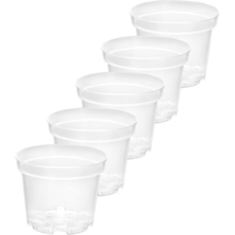 Garronda Blumentopf Orchideentopf Transparent runder Übertöpfe für Zimmerpflanzen Pflanzentopf Pflanztöpfe Kunststoff in verschiedenen Größen GD-0024 (5 Stück Transparent, ⌀ 15cm H 12cm)