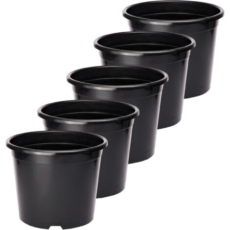 Garronda Blumentopf Kunststoff Pflanztopf rund Kräutertopf Anzuchttöpfe Blumentopf Schwarz für Innen und Aussen 31cm GD-0025 (5 Stück Schwarz, ⌀ 31 cm H 24 cm) (1/3)