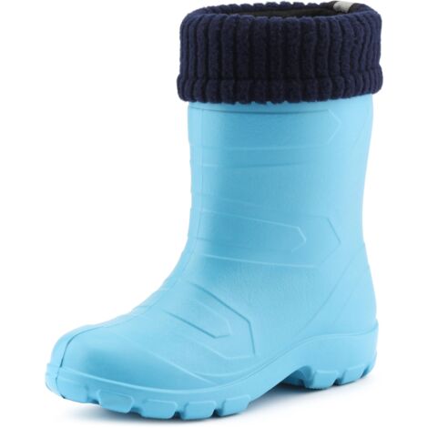 Ladeheid Kinder Mädchen Jungen federleichte EVA Thermo Gummistiefel gefüttert LA845KIDS (Türkis306c/Navy, 25 EU)