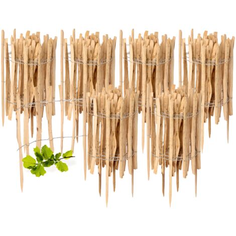 Garronda Gartenzaun zum Stecken aus Haselnüsse Zaun Garten Staketenzaun Beeteinfassung Holz Steckzaun Hochwertiger Gartenzaun für Ihren Garten GD-0156 (6 Stück, 60 cm x 500 cm)