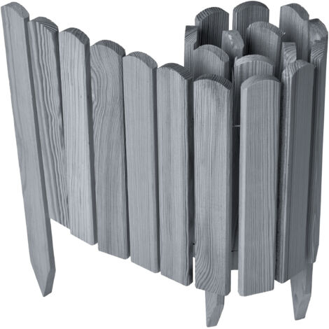 Garronda Beeteinfassung Holz Rollzaun Holzzaun 30 cm x 100 cm imprägniert Flexibler Rollborder Rasenkante Palisade Gartenzaun Umzäunung für Garten GD-0148, Grau