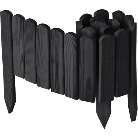 Garronda Beeteinfassung Holz Rollzaun Holzzaun 20 cm x 100 cm imprägniert Flexibler Rollborder Rasenkante Palisade Gartenzaun Umzäunung für Garten GD-0148, Graphite