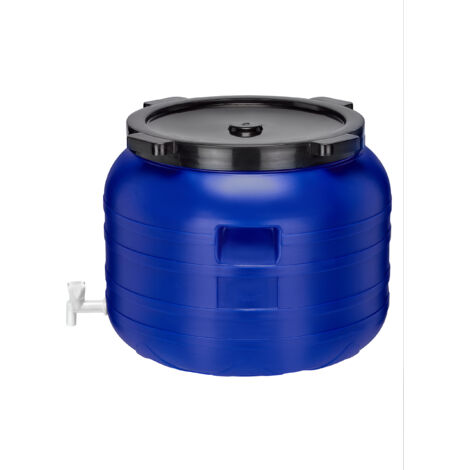 Garronda 100 Liter Weithalsfass BPA-frei Futtertonne Fass mit Hahn Universalfass Lebensmittel Fass Regenfass für Garten Regentonne mit Deckel Regenwassertonne für Garten Wassertonne GD-0092, Blau