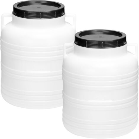 Garronda Set 2x 30 Liter Weithalsfass BPA-frei Futtertonne Fass Universalfass Lebensmittel Fass Regenfass für Garten Regentonne mit Deckel Regenwassertonne für Garten Wassertonne GD-0121, Weiß