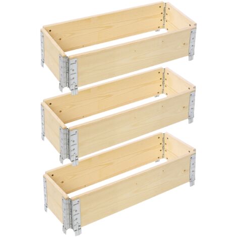 Garronda naturbelassene Hochbeete für Garten Palettenrahmen Hochbeet Holz steckbar stapelbar faltbar für Pflanzen Blumen Kräuter Obst und Gemüse Natural 3 Stück 80x30x20 cm GD-0141
