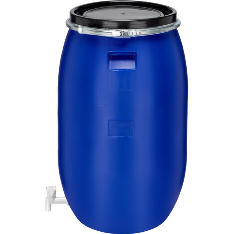 Garronda 120 Liter Regentonne mit Deckel mit Hahn Weithalsfass aus HDPE Regenfass für Garten Fass Regenwassertonne Futtertonne Wasserbehälter Universalfass Wasserfass Regentonnen Wassertank GD-0091