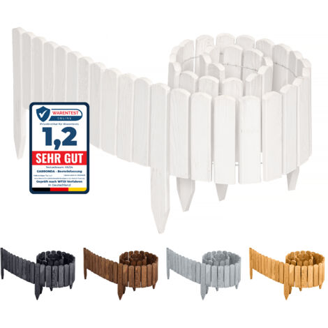 Garronda Beeteinfassung Holz Rollzaun Holzzaun 200 x 30 cm imprägniert Flexibler Rollborder Rasenkante Palisade Gartenzaun Umzäunung für Garten GD-0046 (Weiß, Höhe: 30 cm)