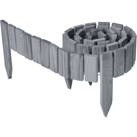 Garronda Beeteinfassung Holz Rollzaun Holzzaun 10 cm x 200 cm imprägniert Flexibler Rollborder Rasenkante Palisade Gartenzaun Umzäunung für Garten GD-0149, Grau